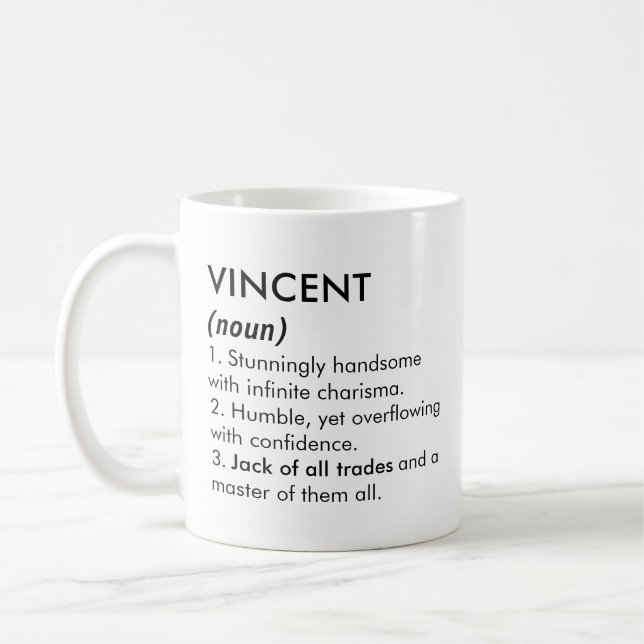 Vincent name, Editable name, Custom name Coffee Mug (Left)
