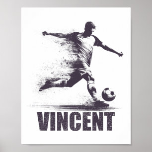Vincent Soccer Boys Personalised First Name Vincen Poster