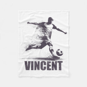 Vincent Soccer Boys Personalized First Name Vincen Fleece Blanket