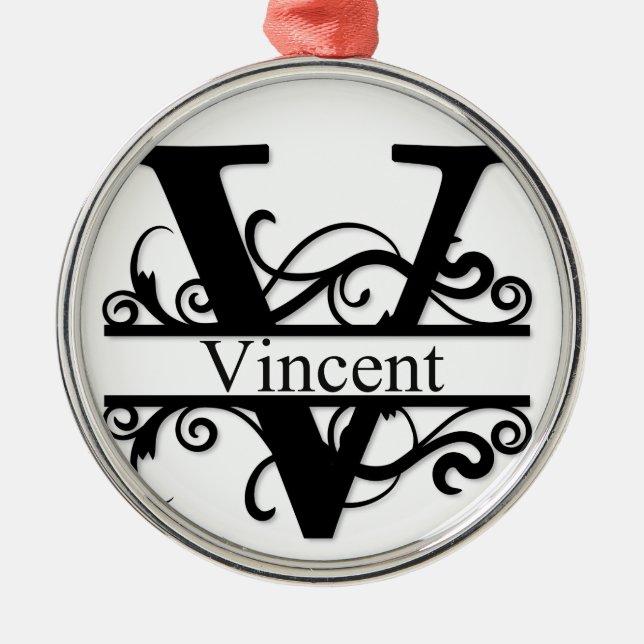 Vincent V Monogram Metal Ornament (Front)