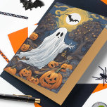 Vincent van Ghost Halloween Card<br><div class="desc">This funny card,  a parody of Vincent van Gogh’s painting "Starry Night",  features a spooky ghost and carved pumpkins. The inside text reads: Vincent van Ghost hopes you have a spooky night. Click "Personalise this Template" to easily change or remove the featured text.</div>