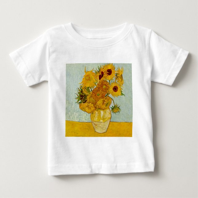 Vincent Van Gogh 12 Sunflowers Impressionist Baby T-Shirt (Front)