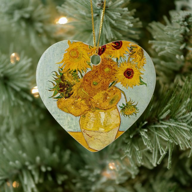 Vincent Van Gogh 12 Sunflowers Impressionist Ceramic Ornament (Tree)