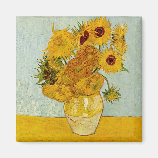 Vincent Van Gogh 12 Sunflowers Impressionist Magnet (Front)