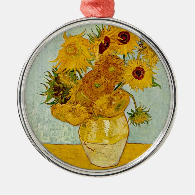 Vincent Van Gogh 12 Sunflowers Impressionist Metal Tree Decoration (Front)