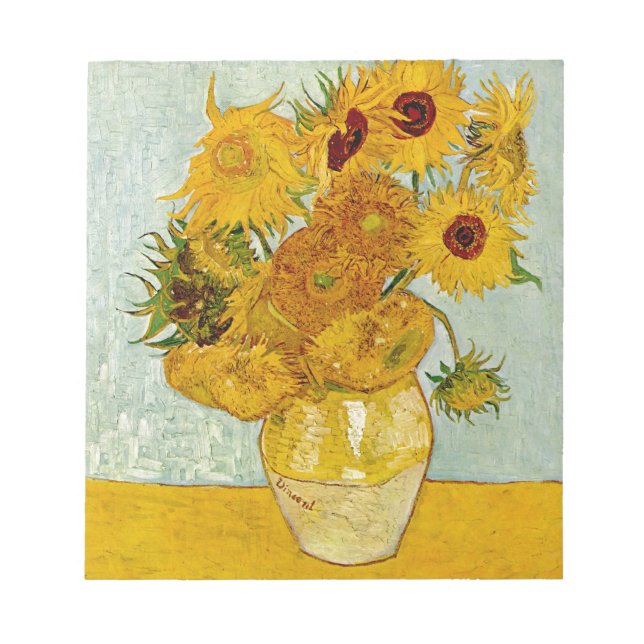 Vincent Van Gogh 12 Sunflowers Impressionist Notepad (Front)