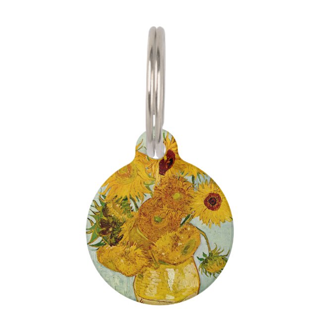 Vincent Van Gogh 12 Sunflowers Impressionist Pet Tag (Front)