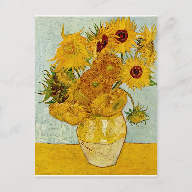 Vincent Van Gogh 12 Sunflowers Impressionist Postcard (Front)