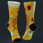 Vincent Van Gogh 12 Sunflowers Impressionist Socks<br><div class="desc">Vincent Van Gogh's Vase with 12 Sunflowers is one of Van Gogh's famous Sunflower series. This painting of sunflowers is part of Van Gogh's second set of beautiful impressionist sunflower paintings, which he created in 1888. The sunflowers are yellow against a background of light blue. As in all of Van...</div>