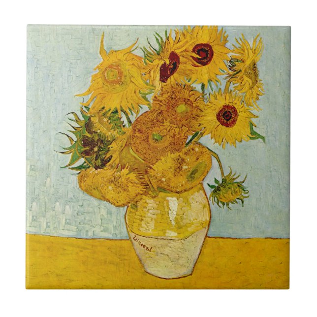 Vincent Van Gogh 12 Sunflowers Impressionist Tile (Front)