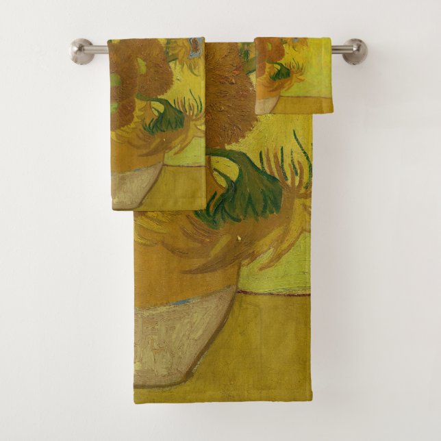 Vincent Van Gogh 15 Sunflowers Painting Bath Towel Set (Insitu)