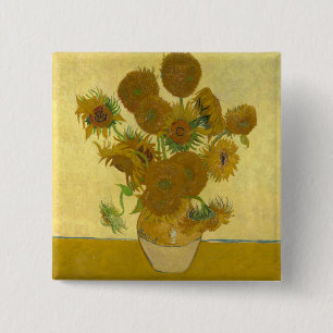 Vincent Van Gogh 15 Sunflowers Painting Cm Square Badge