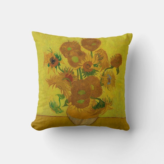 Vincent Van Gogh 15 Sunflowers Painting Cushion (Front)