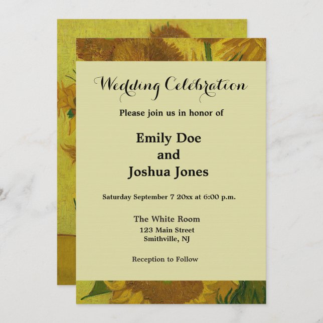 Vincent Van Gogh 15 Sunflowers Painting Invitation (Front/Back)