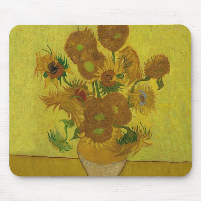 Vincent Van Gogh 15 Sunflowers Painting Mouse Pad (Front)