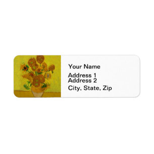 Vincent Van Gogh 15 Sunflowers Painting Return Address Label