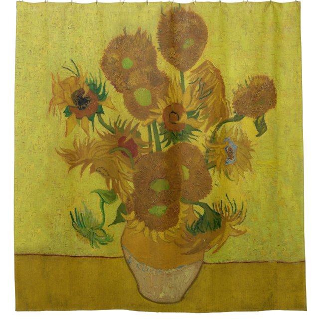 Vincent Van Gogh 15 Sunflowers Painting Shower Curtain (Front)