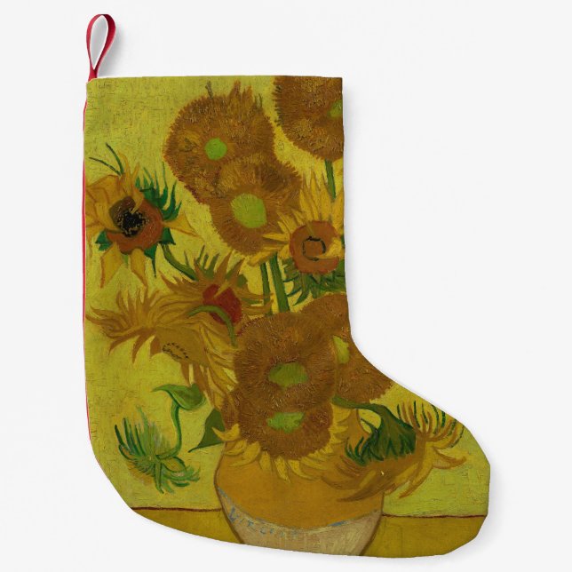 Vincent Van Gogh 15 Sunflowers Painting Small Christmas Stocking (Front)