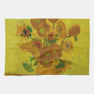 Vincent Van Gogh 15 Sunflowers Painting Tea Towel