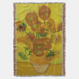 Vincent Van Gogh 15 Sunflowers Painting Throw Blanket