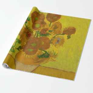 Vincent Van Gogh 15 Sunflowers Painting Wrapping Paper