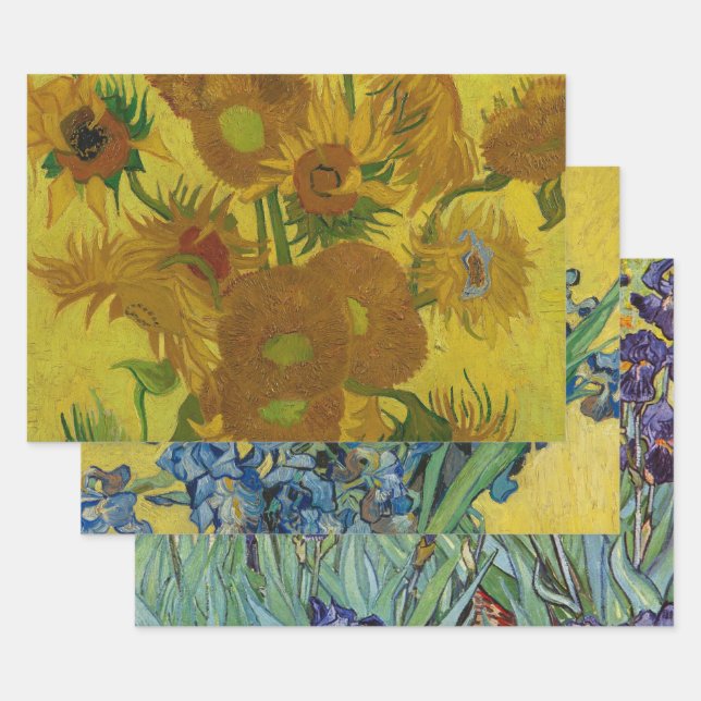 Vincent Van Gogh 15 Sunflowers Painting Wrapping Paper Sheet (Set)