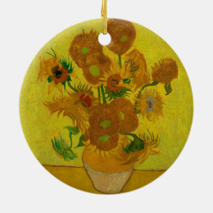 vincent van gogh 15 sunflowers vase painting ceramic ornament