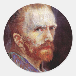 Vincent Van Gogh - 1887 Self Portrait Painting Classic Round Sticker