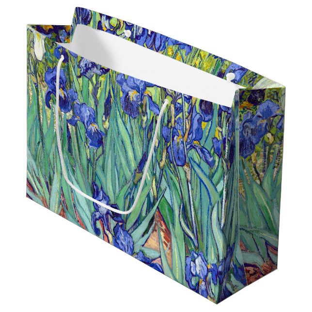 Vincent Van Gogh 1898 Irises Large Gift Bag (Front Angled)