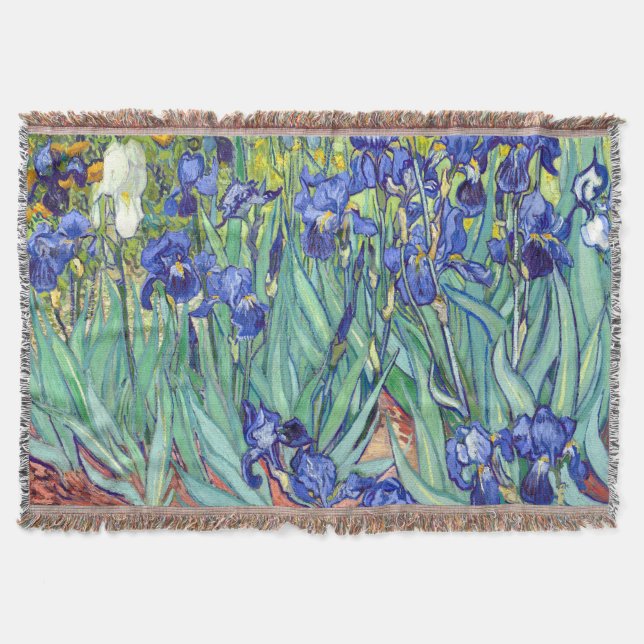 Vincent Van Gogh 1898 Irises Throw Blanket (Front)