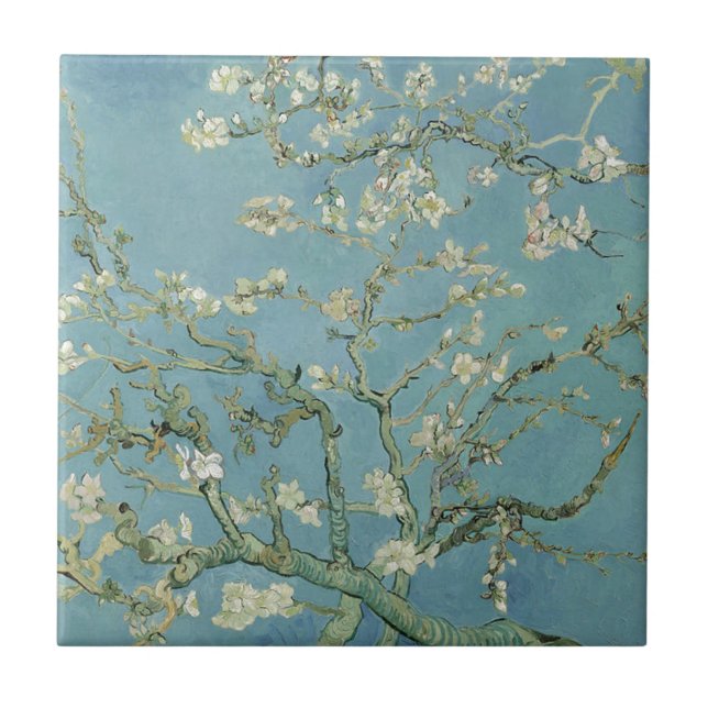 Vincent Van Gogh Almond Blossom Floral Painting Ceramic Tile (Front)