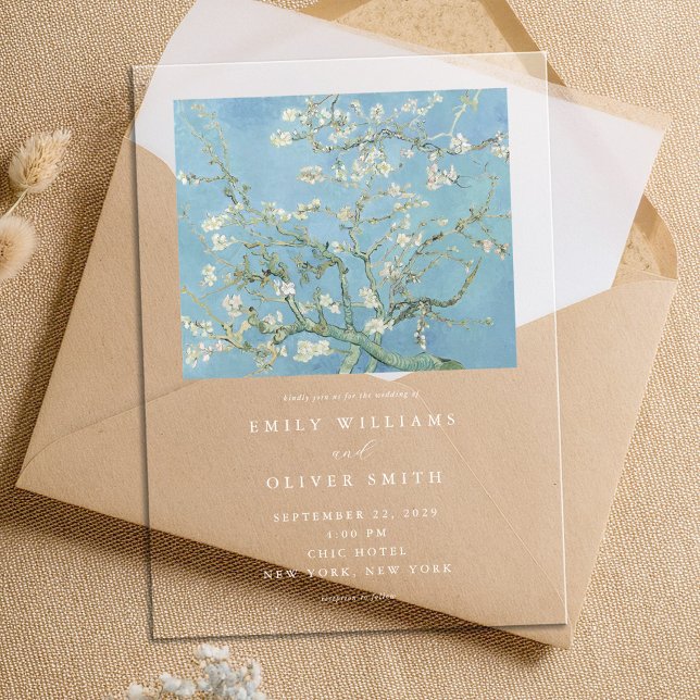 Vincent Van Gogh Almond Blossom Floral Wedding Acrylic Invitations (Creator Uploaded)
