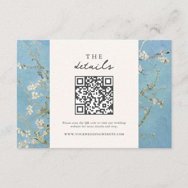 Vincent Van Gogh Almond Blossom Floral Wedding Enclosure Card (Front)