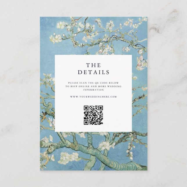 Vincent Van Gogh Almond Blossom Floral Wedding Enclosure Card (Front)