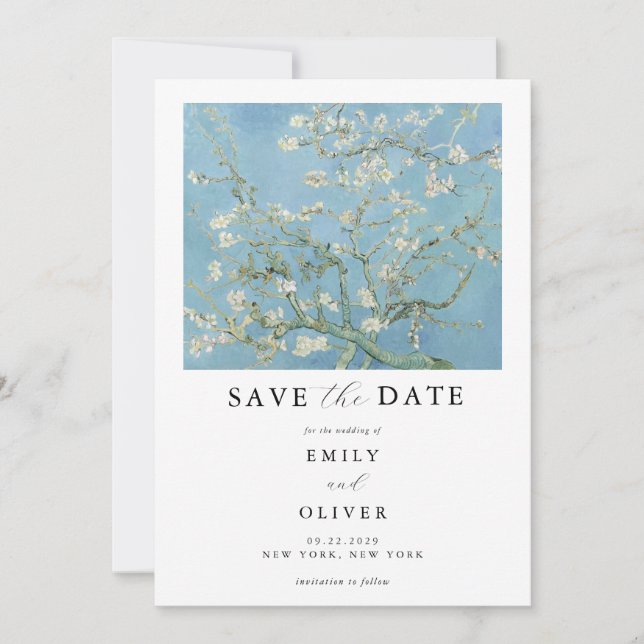 Vincent Van Gogh Almond Blossom Floral Wedding Save The Date (Front)