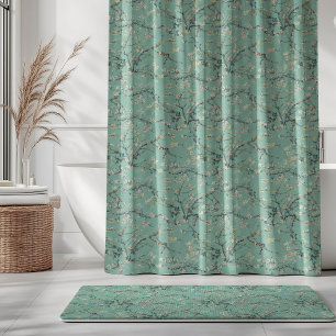 Vincent Van Gogh Almond Blossom on Mint Green Shower Curtain
