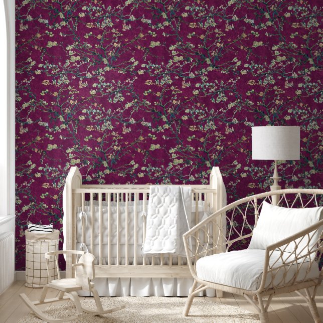 Vincent Van Gogh Almond Blossom on Mulberry Purple Wallpaper (Kids)