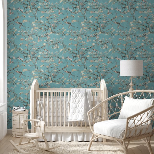 Vincent Van Gogh Almond Blossom on Robin Egg Blue Wallpaper (Kids)