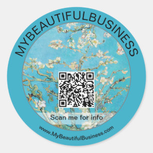 Vincent Van Gogh - Almond Blossom QR Code Classic Round Sticker