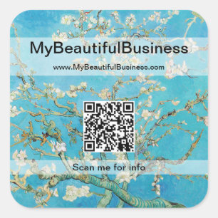 Vincent Van Gogh - Almond Blossom QR Code Square Sticker
