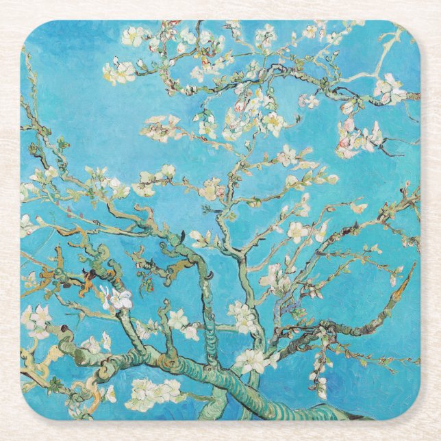 Vincent van Gogh - Almond Blossom Square Paper Coaster (Front)