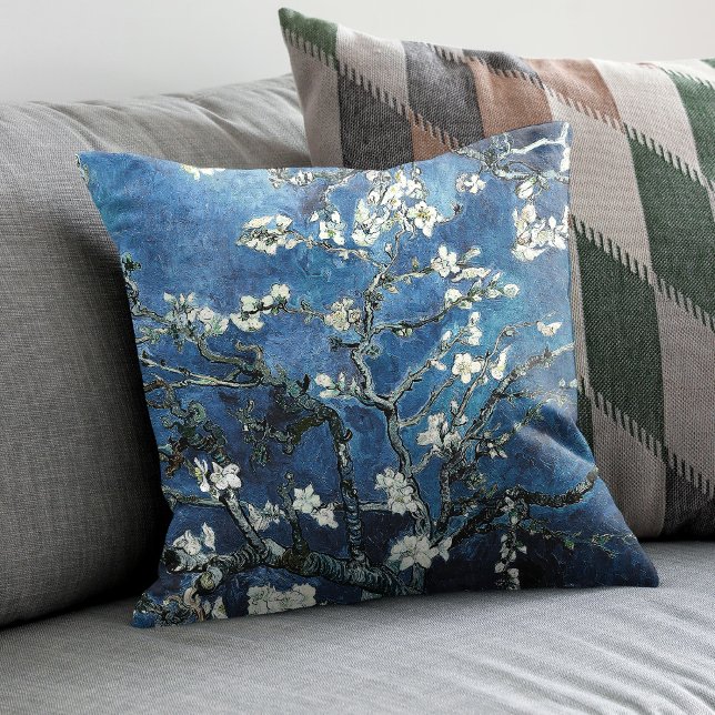Vincent Van Gogh Almond Blossoms Dark blue Cushion (Creator Uploaded)