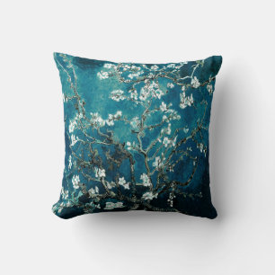 Vincent Van Gogh Almond Blossoms Dark Teal Cushion