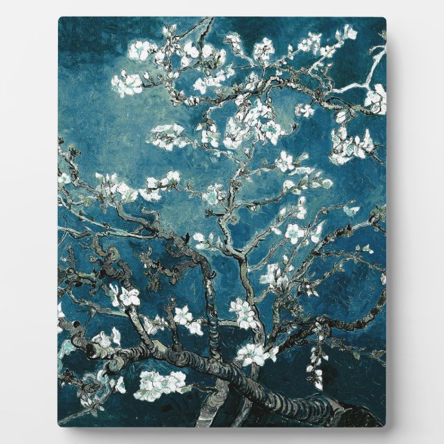 Vincent Van Gogh Almond Blossoms Dark Teal Plaque (Front)