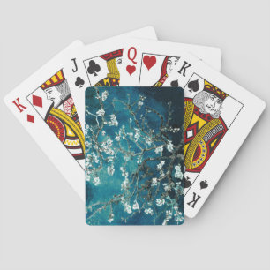 Vincent Van Gogh Almond Blossoms Dark Teal Playing Cards