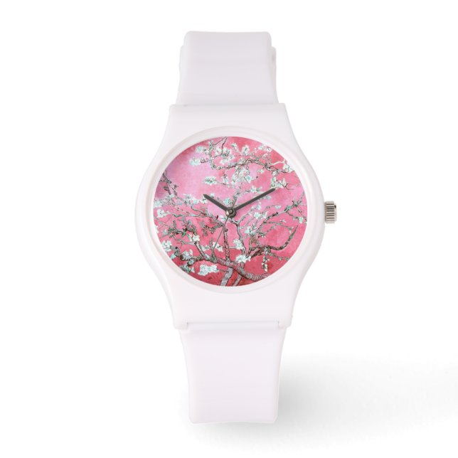 Vincent Van Gogh Almond Blossoms Pink Watch (Front)