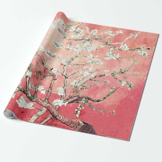 Vincent Van Gogh Almond Blossoms Pinky Peach Wrapping Paper (Unrolled)