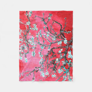 Vincent Van Gogh Almond Blossoms Red blue Fleece Blanket