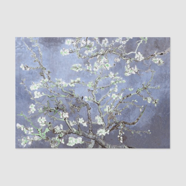 Vincent Van Gogh Almond Blossoms Steel Blue Tissue Paper (Front)