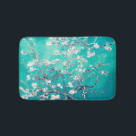 Vincent Van Gogh Almond Blossoms Turquoise Bath Mat<br><div class="desc">Vincent Van Gogh Almond Blossoms Artist: Vincent Van Gogh Title: Almond Blossoms Altered by 2sweet4wordsDesigns / PureVintageLove wrapping paper,  gift wrap,  gift wrap paper,  tissue paper,  elegant,  impressionism,  Vincent Van Gogh,  Van Gogh,  Almond Blossoms,  flowers,  floral, </div>
